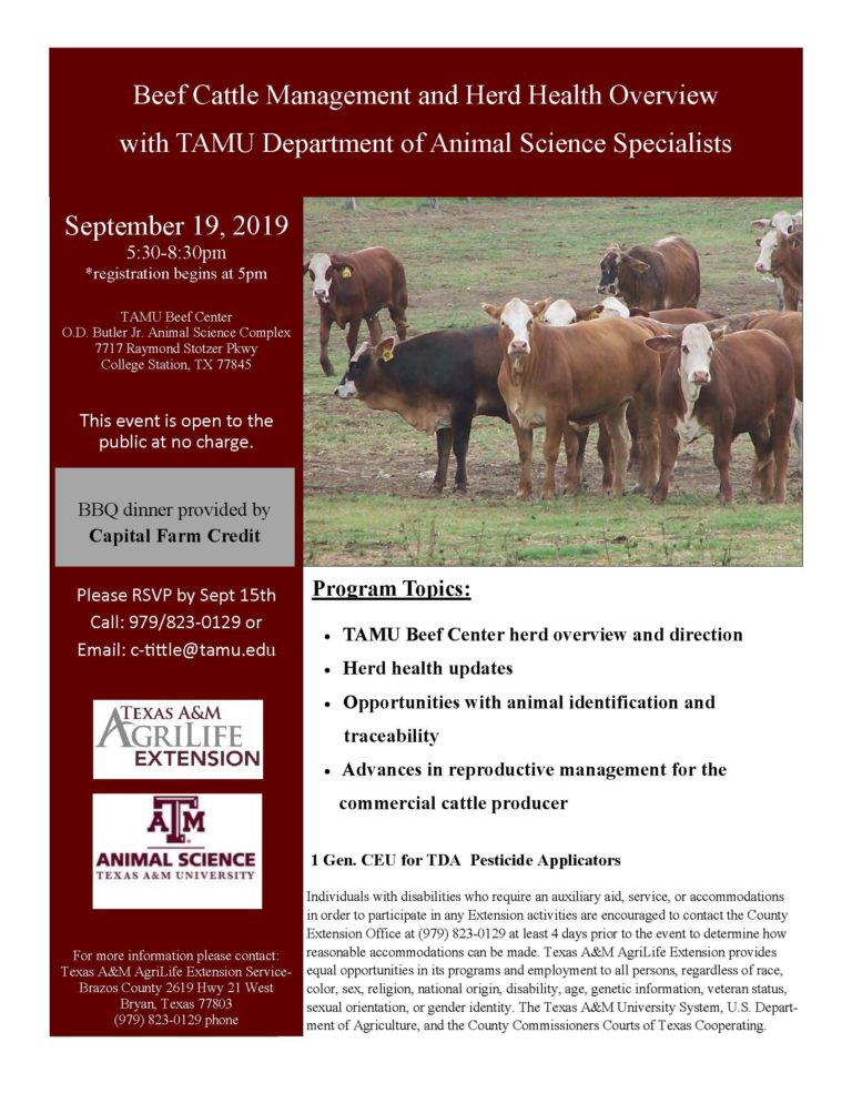 Beef Cattle Management and Herd Health Overview Brazos